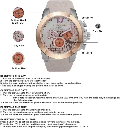 Vista 6 de MULCO Watches for Women -Era 50, Silver Stainless Steel Case with Wrist Silicone Band, Quartz Multifunctional Movement, Large Face Analog Display