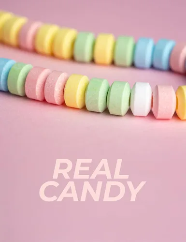 Vista 3 de Conjunto de bikini comestible Candy G-String - Ropa interior comestible divertida y sexy para mujer. Bragas y brasier de caramelo