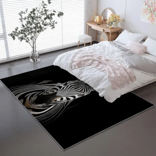 Vista 2 de 2 X 3 ft Small Area Rug for Bedside, Zebra Portrait Lightweight Non Slip Washable Rug with Non-Slip Backing for Front Door Entryway, Animal Throw
