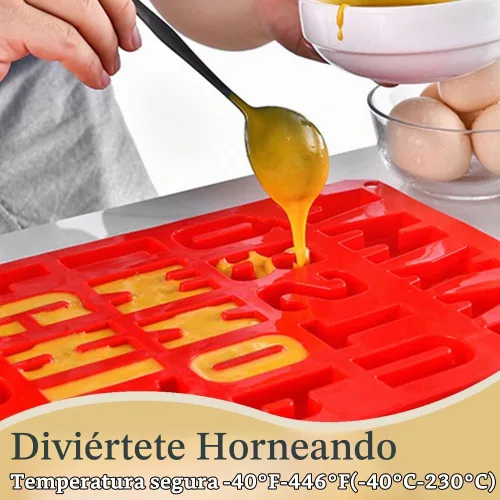 Vista 3 de 2 moldes de silicona para tartas de letras, sin BPA, molde antiadherente para chocolate, suave y fácil de liberar, decoración de moldes rojos