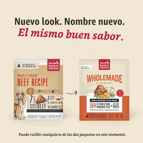 Vista 3 de The Honest Kitchen Receta integral de carne de res integral, alimento deshidratado para perros de grado humano, solo agrega agua, apoya
