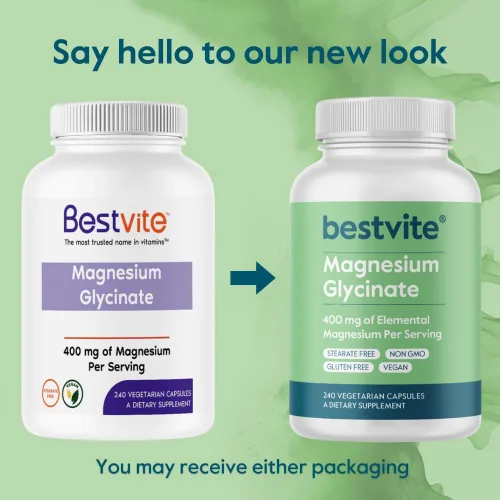 Vista 6 de BESTVITE Glicinato de magnesio sin relleno, 400 mg de magnesio por porción (240 cápsulas vegetales), bisglicinato quelado para músculo, relajación
