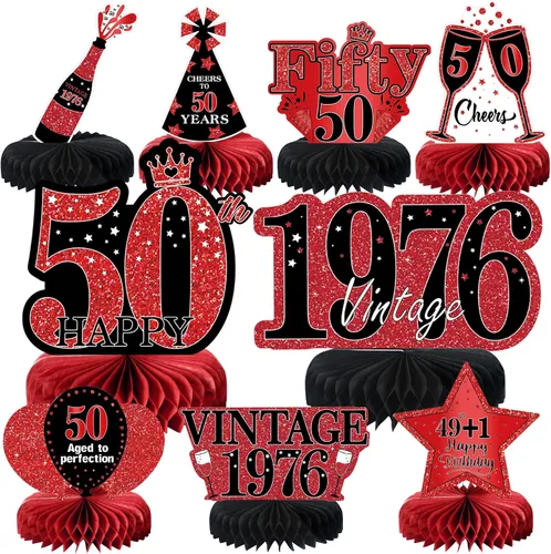 Vista 32 de 9 piezas de decoración de cumpleaños negro dorado 16 centros de mesa de panal para niños y niñas, centros de mesa de feliz cumpleaños 16 Oro negro 16