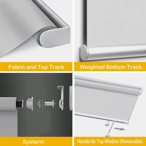 Vista 3 de Persianas enrollables opacas sin cables, color beige, personalizables, fáciles de controlar, con sistema de elevación de resorte para ventanas