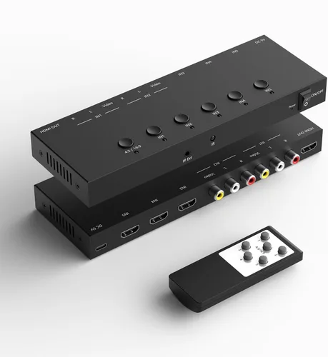 Vista 9 de Dingsun Convertidor AV a HDMI de 2 puertos, adaptador RCA a HDMI compatible 16: 9/4:3 compatible con WII, N64, PS2, VHS, reproductores de DVD VCR