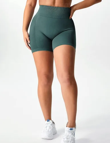 Vista 3 de YEOREO Pantalones cortos de entrenamiento sin costuras para mujer, cintura alta, intensifican correr, yoga, gimnasio, entrenamiento