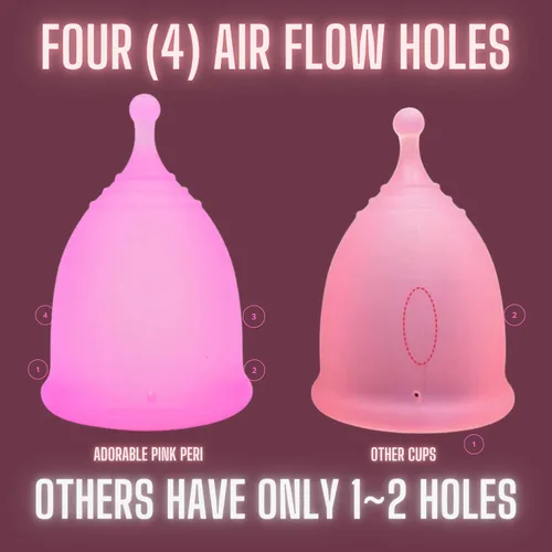 Vista 3 de Adorable Pink Peri - Copa menstrual con bolsa de almacenamiento para viajes (L, rosa transparente)