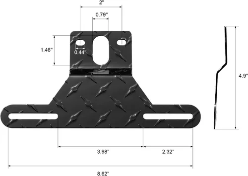 Vista 2 de CZC AUTO Soporte de luz de aluminio para matrícula de remolque para barco RV, negro Soporte de etiqueta de remolque con orificio de montaje de luz