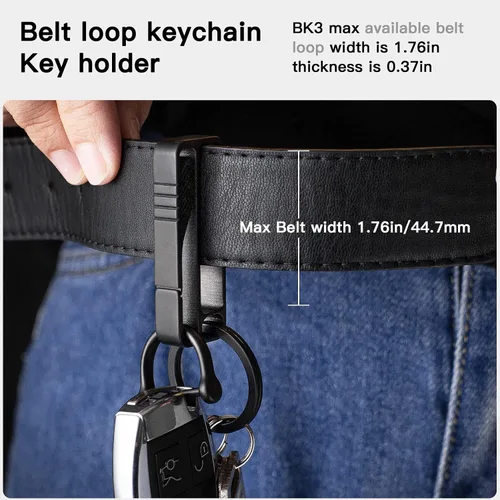 Vista 4 de TISUR Belt Loop Keychain,Premium Titanium Belt Key Chain,Key Holder Belt Clip with Detachable Key Ring and D-Ring for Men