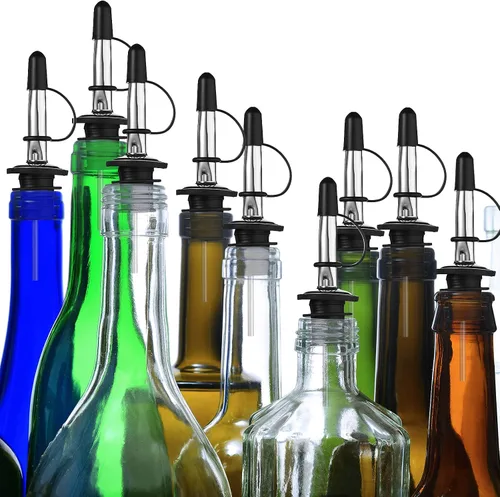 Vista 7 de Zopeal 100 tapas de polvo para vertedores, cubiertas negras para vertederos con bucle, con capucha, botella de licor de aceite de oliva, tapas