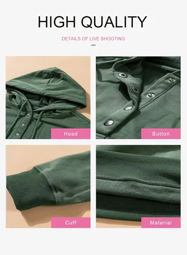 Vista 4 de Dokotoo - Sudaderas o camisas para mujer sin botones, con capucha y cordón, manga larga, estilo casual.