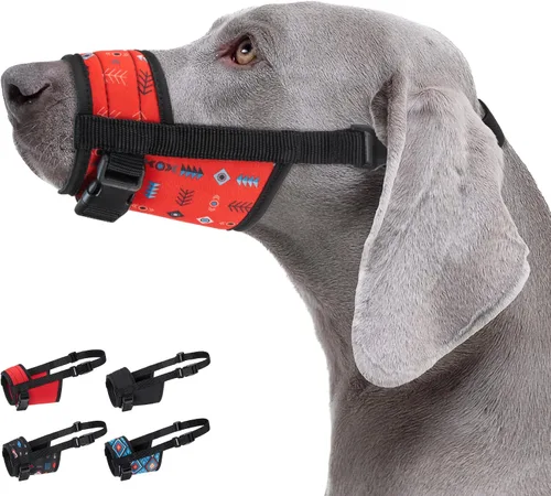 Vista 6 de CollarDirect - Bozal de nailon para perro, antiladridos, transpirable (patrón 2, S) Bozal de nailon ajustable, suave y transpirable, evita