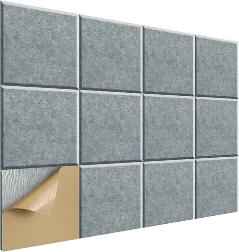 Vista 8 de SHJADE 12 piezas de paneles acústicos cuadrados autoadhesivos, panel acústico de alta densidad de 12 x 12 x 0.4 pulgadas, elegante acolchado Blanco