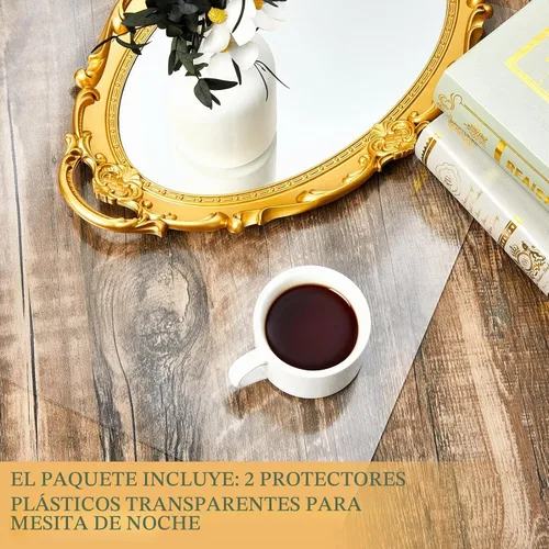 Vista 3 de Protector para mesita de noche, protector de plástico transparente de 15.8 x 23.6 pulgadas, 0.059 in de grosor, rectangular, de cloruro