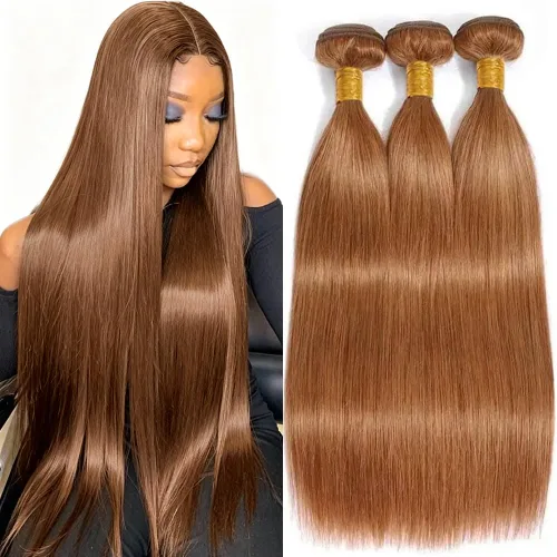 Vista 266 de P4613 Cabello humano rizado onda profunda marrón y paquetes mixtos 8 10 12 P4613 Ombre Marrón-Rubio-DP