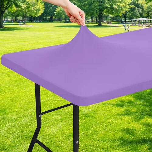 Vista 20 de Moosfor Mantel rectangular de elastano de 4 pies, manteles elásticos ajustables para pícnic, funda elástica y lavable para mesa de patio para Azul