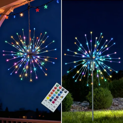 Vista 8 de LIGHTSHARE Luz de Bola de 12 Pulgadas con Forma de Estrella de Fuegos Artificiales, 80 Luces LED, Luces de Fuegos Artificiales que Parpadean