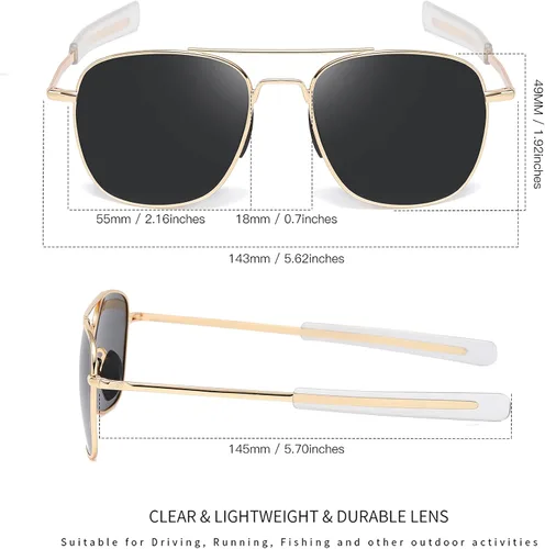 Vista 4 de RCXKOOM Mens Aviator Sunglasses American Army Military Pilot Polarized Sunglasses Bayonet Temples