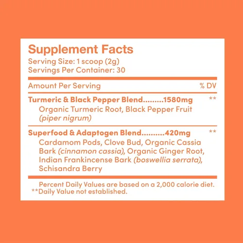 Vista 2 de Further Food Superfood - Polvo de raíz de cúrcuma – Máxima absorción, refuerzo inmunológico natural, mezcla de leche dorada, sin azúcar, keto