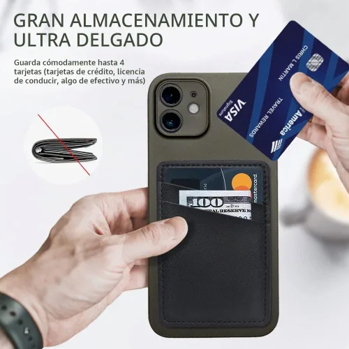 Vista 3 de Cartera de cuero para teléfono, soporte adhesivo para tarjetas de crédito para funda de teléfono, compatible con iPhone, Samsung, Android y todos