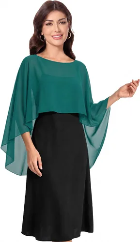 Vista 16 de Baoqiya Women's Shawls and Wraps for Evening Dresses Chiffon Cape verde ( Bean Green )