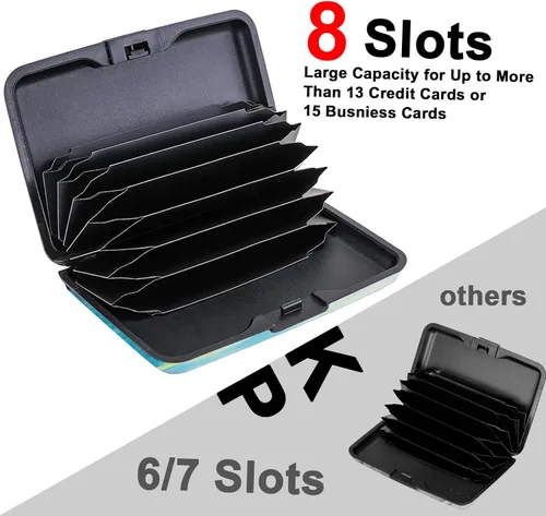 Vista 2 de Oirtmiu Mini cartera de aluminio RFID para tarjetas de crédito, Color sólido, Moderno, colorido, ligero y práctico