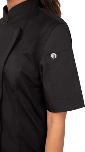 Vista 4 de Chef Works Springfield - Abrigo de chef para mujer Negro