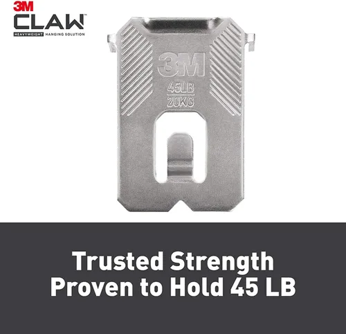 Vista 2 de 3M CLAW - Ganchos para cuadros de yeso con capacidad para 45 libras y clips de luz Command para exteriores, 20 clips, 24 tiras
