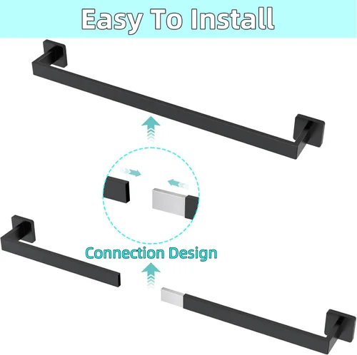 Vista 5 de Toallero de baño de 24 pulgadas, toalleros de 24 pulgadas para montaje en pared de baño, organizador de toallas de mano de acero inoxidable 304