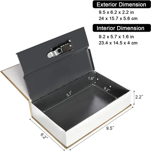 Vista 3 de Caja Fuerte de Libro para Almacenamiento, Caja de Seguridad con Cerradura de Combinación Premium, Caja Fuerte de Libro Portátil, Perfecta para Casa