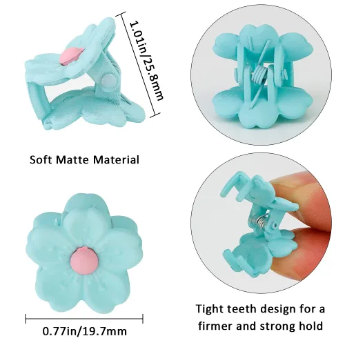 Vista 3 de Ahoney 10 pinzas pequeñas para el cabello, lindas pinzas de 0.77 pulgadas con margaritas de flores para mujeres y niñas, coloridos pasadores