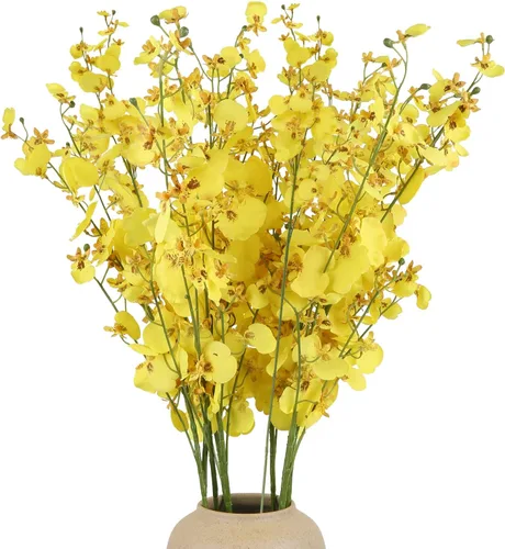 Vista 11 de Flores de orquídeas artificiales, 10 unidades (cada una de 37 pulgadas) orquídeas artificiales de tallo largo, flores artificiales de seda falsas