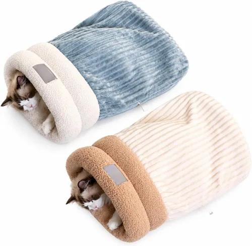Vista 7 de Saco de dormir para gatos, cama cálida y esponjosa para gatos de interior Gris