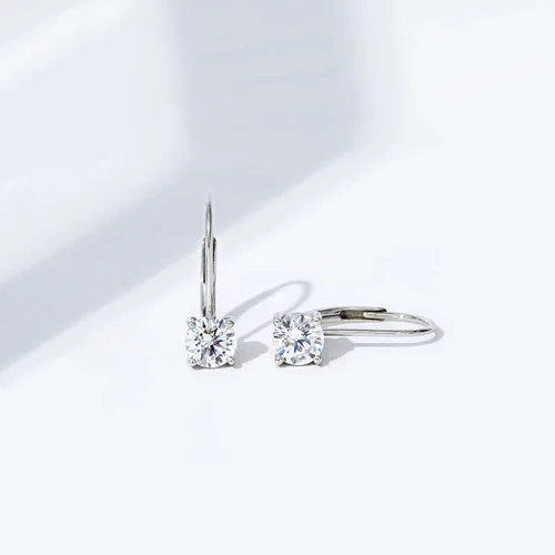 Vista 5 de Tienda Collection Platinum-Plated Sterling Silver Infinite Elements Zirconia Leverback Earrings