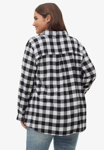 Vista 3 de Ellos Camisa de franela a cuadros de talla grande para mujer