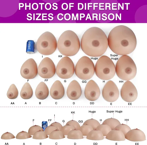 Vista 5 de Vollence One Pair Silicone Breast Forms Fake Boobs Crossdresser Prosthesis Mastectomy