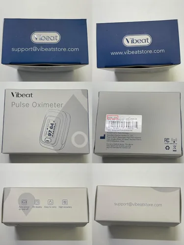 Vista 8 de Vibeat - Oxímetro de pulso de dedo, monitor de saturación de oxígeno en sangre, sensor de O2 de dedo con frecuencia cardíaca, baterías y cordón Negro