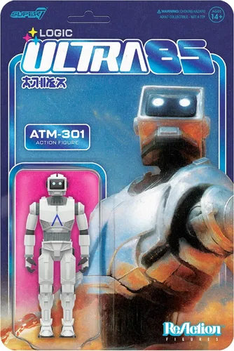 Vista 6 de Super7 Reaction Figure Logic ATM-301 (Azul) - Figura de acción Logic de 3.75" - Coleccionables clásicos de ciencia ficción y hip hop y juguetes retro