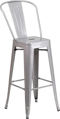 Vista 38 de Taburete Flash Furniture de bar, hecho de metal para interior y exterior, Metal, Negro