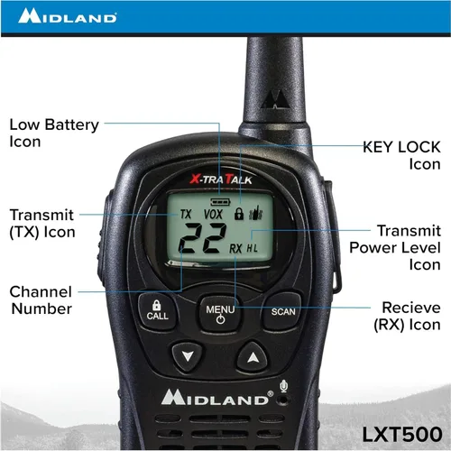 Vista 3 de Midland LXT500VP3 FRS Radios bidireccionales - Paquete de 4 paquetes con cargadores