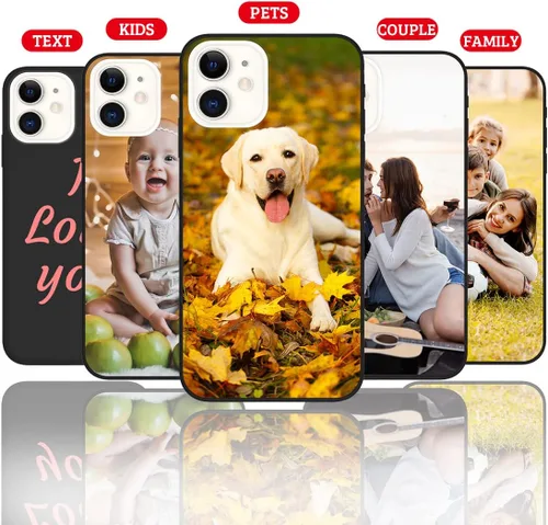 Vista 2 de Funda de teléfono con foto personalizada para iPhone 12, imagen/texto personalizado, funda negra suave delgada, regalo único de nicho para parejas