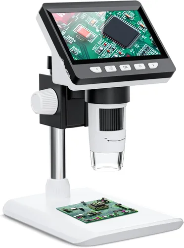 Vista 10 de Microscopio digital de 4.3 pulgadas para adultos, microscopio de moneda SKYEAR 1000X con 8 luces de relleno LED ajustables, microscopio USB