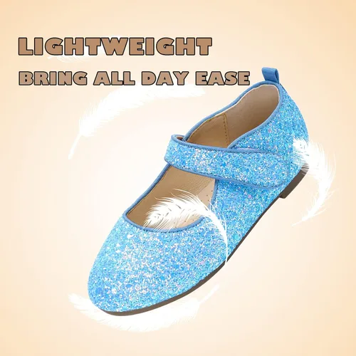 Vista 4 de ADAMUMU Zapatos de vestir para niñas, zapatos brillantes para niñas, zapatos de vestir para uniforme escolar de princesa Mary Jane, zapatos