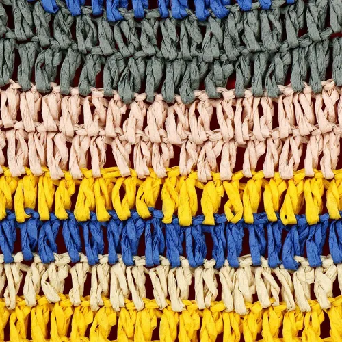 Vista 4 de Bolso de mano tejido colorido hecho a mano de bambú para mujer