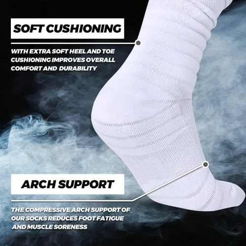 Vista 3 de Scrunch - Calcetines de fútbol ultra largos, 1 paquete2 paquetes de algodón peinado con soporte para el tobillo, calcetines acolchados hasta
