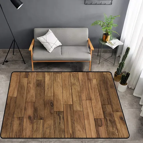 Vista 8 de Tapete de esponja lavable para dormitorio de niños y niñas, panel de madera marrón, decoración rústica de pared con textura de pared, alfombra