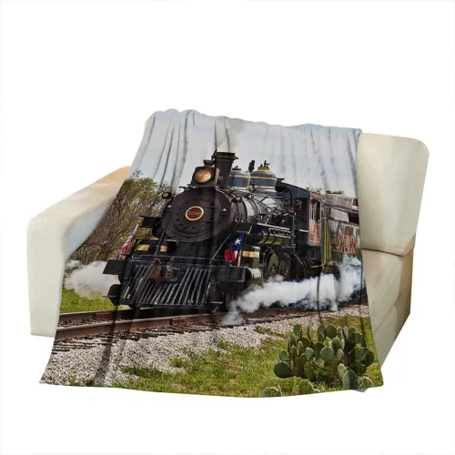 Vista 2 de Moslion Manta suave y acogedora de tren de vapor, manta cálida para sofá/cama para adultos/jóvenes, poliéster de 60 x 80 pulgadas