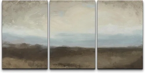 Vista 295 de wall26 Lienzo enmarcado para pared, juego de arte de acuarela pastel, paisaje rural, ilustraciones con formas abstractas, arte moderno, decorativo