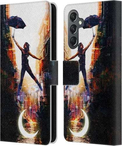 Vista 15 de Head Case Designs Officially Licensed Dave Loblaw Boy Painting Moon Clouds Sci-Fi and Surreal Leather Wallet Case Compatible with Samsung Galaxy A25