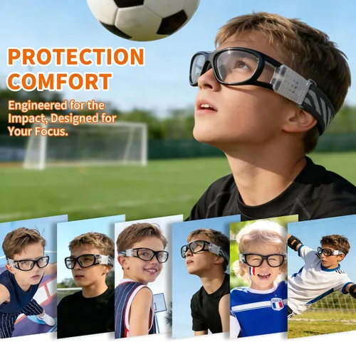 Vista 6 de N/A'' Gafas deportivas para niños, baloncesto, fútbol, entrenamiento, seguras, antiniebla, 7-12